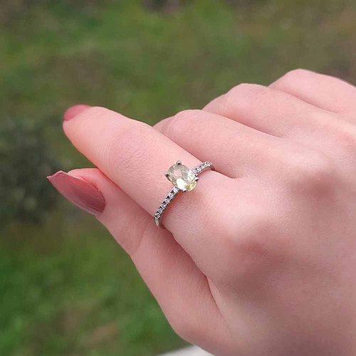 925 Silver Natural Peridot Stone Ring