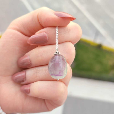 925 Silver Fluorite Stone Pendant