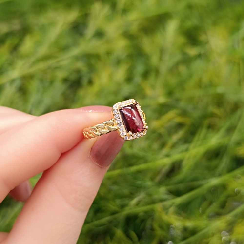 925 Silver Natural Garnet Stone Ring