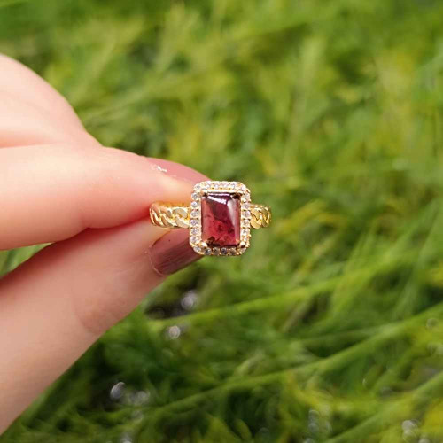 925 Silver Natural Garnet Stone Ring
