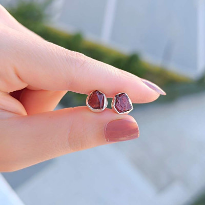925 Silver Natural Garnet Stone  Earring