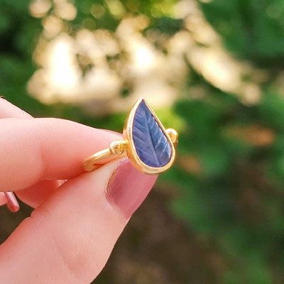 925 Silver Iolite Stone Ring