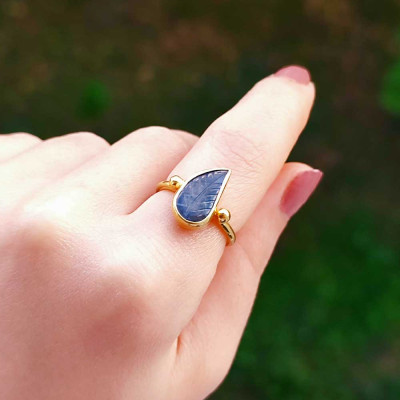 925 Silver Iolite Stone Ring