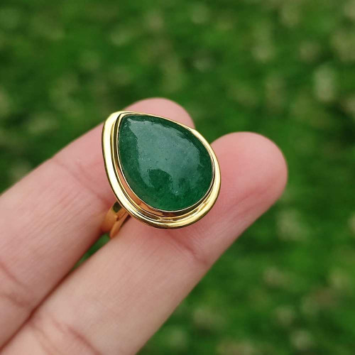 925 Sterling Silver Aventurine Stone Ring - Special Design 925 Sterling Silver Aventurine Stone Ring - Special Design