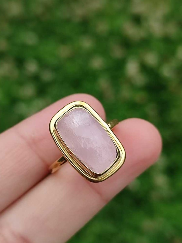 925 Ayar Gümüş Pembe kuvars Yüzük