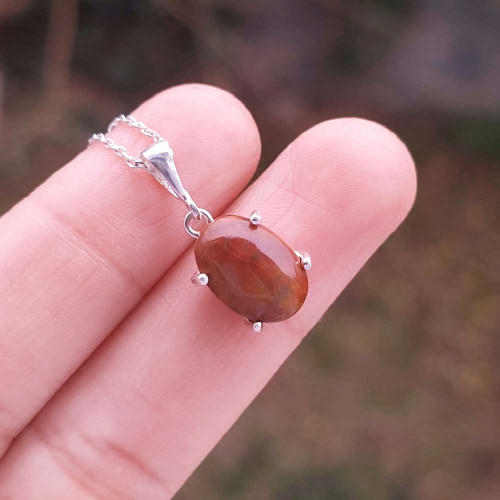 Doğal Jasper Taşı Kolye