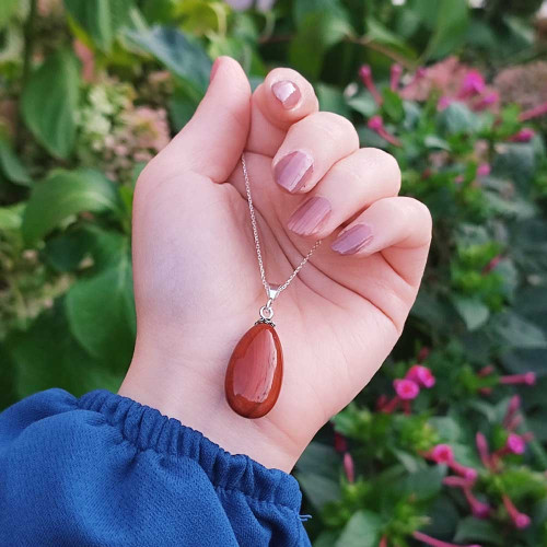 Doğal Jasper Taşı Kolye