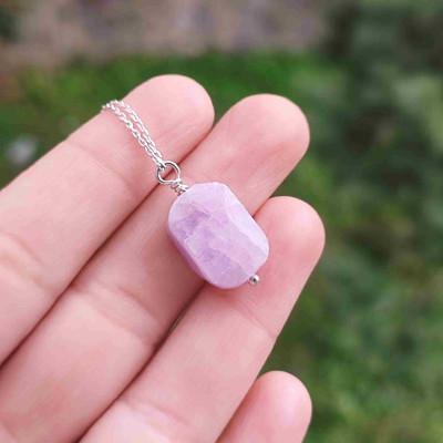 925 Silver Natural Kunzite Stone Pendant