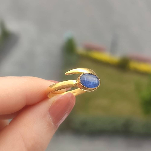 925 Silver Kyanite Stone Ring - Free Size 925 Silver Kyanite Stone Ring - Free Size