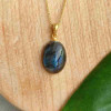 925 Silver Labradorite Stone Pendant - Oval Shape 925 Silver Labradorite Stone Pendant - Oval Shape