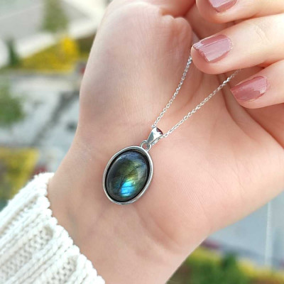 925 Silver Labradorite Stone Pendant