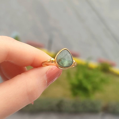 925 Silver Labradorite Stone Ring