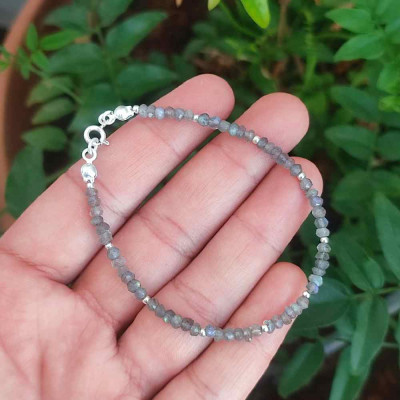 925 Sterling Silver Labradorite Stone Bracelet