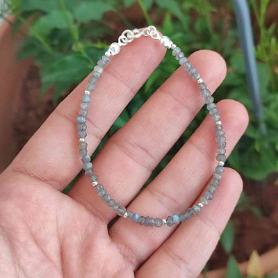925 Sterling Silver Labradorite Stone Bracelet