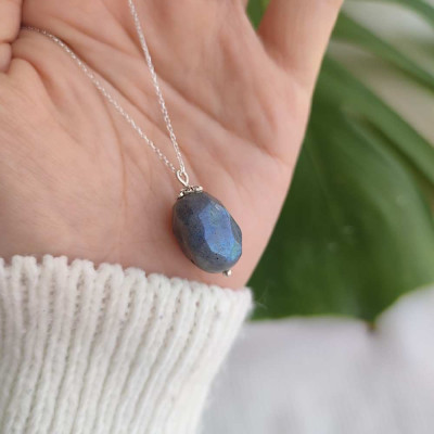 925 Silver Labradorite Stone Pendant