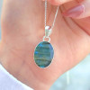 925 Silver Labradorite Stone Pendant - Oval Shape 925 Silver Labradorite Stone Pendant - Oval Shape