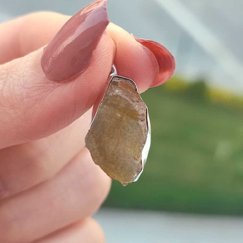 925 Silver Labradorite Stone Pendant - Raw Shape