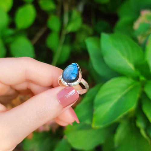 925 Silver Labradorite Stone Ring