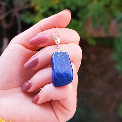 925 Silver Natural Lapis Lazuli Pendant - Natural Shape