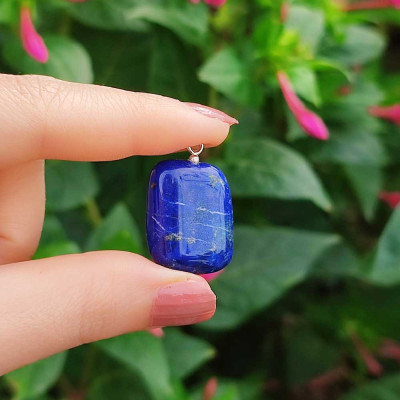 925 Silver Natural Lapis Lazuli Pendant - Natural Shape