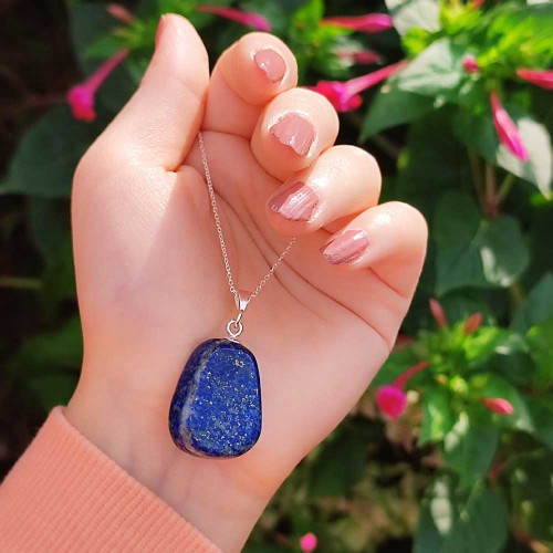 925 Silver Natural Lapis Lazuli Pendant - Natural Shape