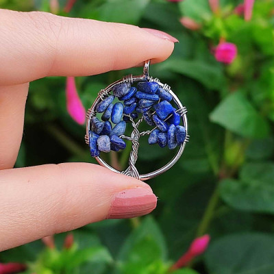 Natural Lapis Lazuli Pendant - Tree Of life
