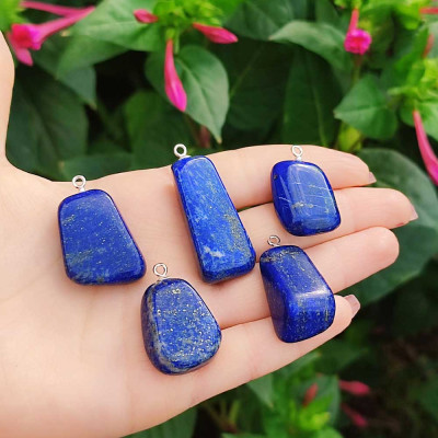925 Silver Natural Lapis Lazuli Pendant - Natural Shape