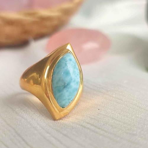 925 Silver Natural Larimar Stone Ring 925 Silver Natural Larimar Stone Ring