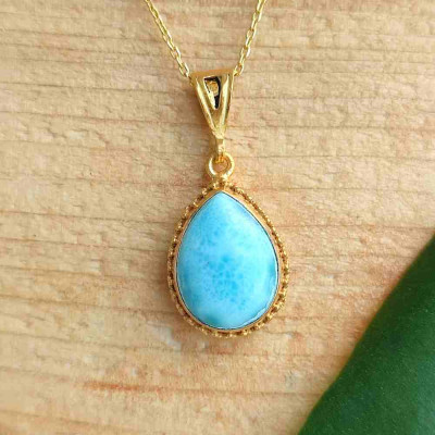 925 Silver Natural Larimar Stone Pendant