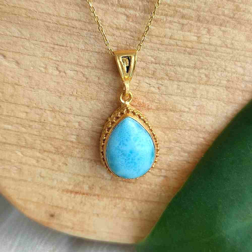 925 Silver Natural Larimar Stone Pendant 925 Silver Natural Larimar Stone Pendant
