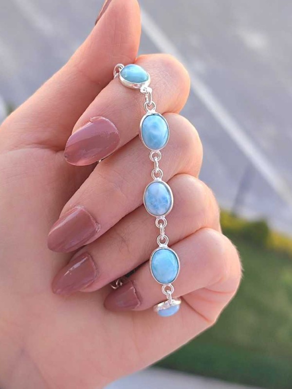 925 Ayar Gümüş Larimar Bileklik