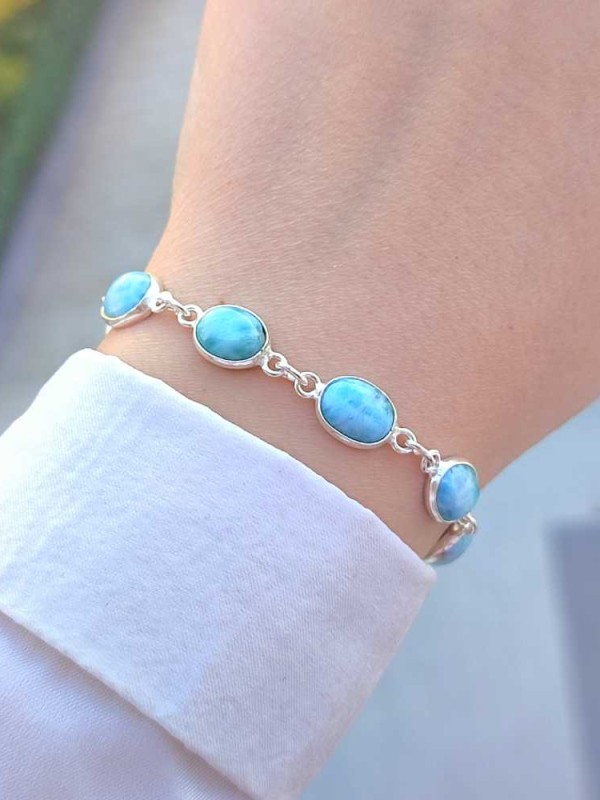 925 Ayar Gümüş Larimar Bileklik
