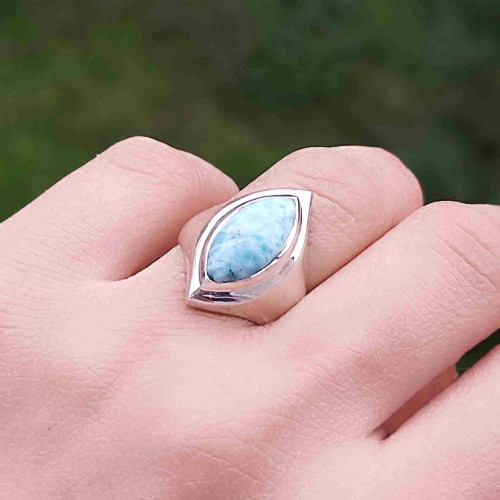 925 Silver Natural Larimar Stone Ring 925 Silver Natural Larimar Stone Ring
