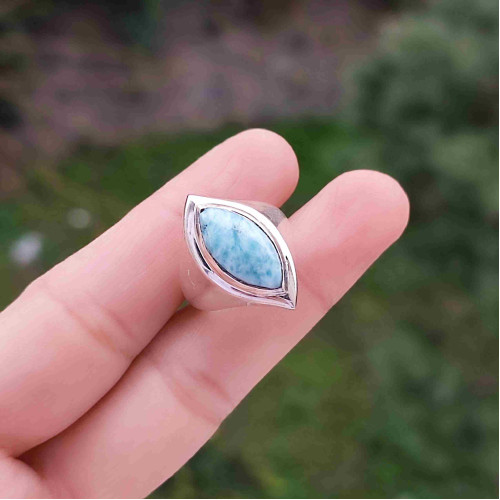 925 Silver Natural Larimar Stone Ring 925 Silver Natural Larimar Stone Ring