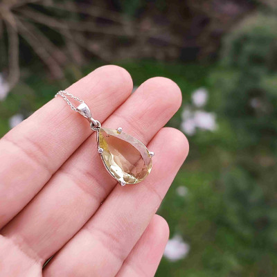 925 Silver Natural Lemon Quartz Pendant