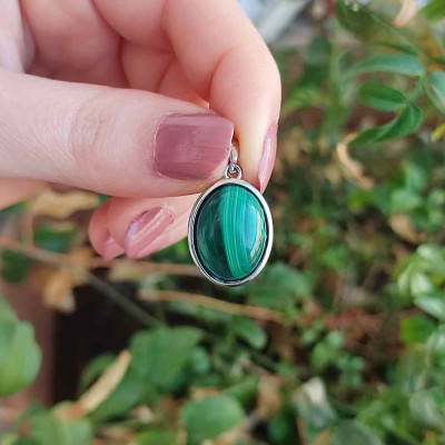 925 Silver Malachite Stone Pendant