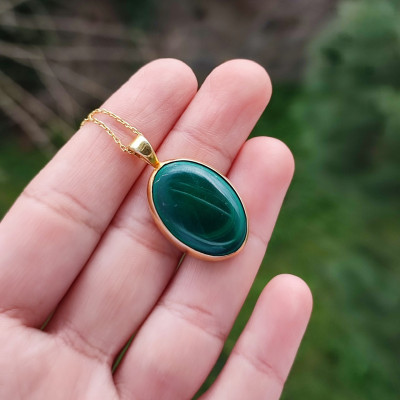 925 Silver Malachite Stone Pendant