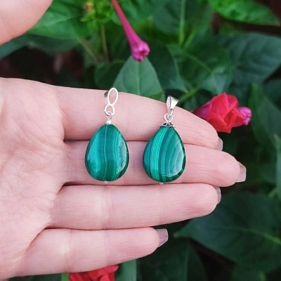 925 Silver Malachite Stone Pendant