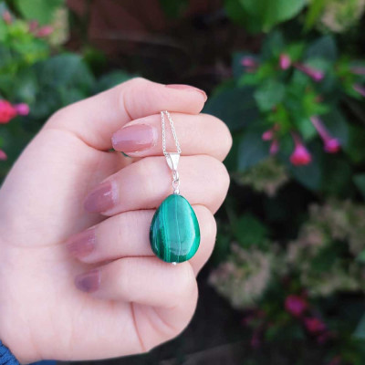 925 Silver Malachite Stone Pendant