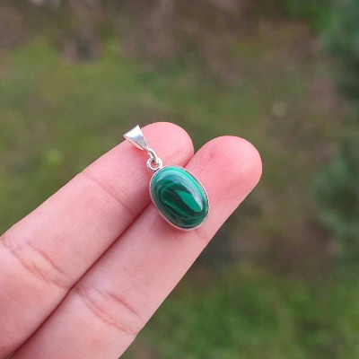 925 Silver Malachite Stone Pendant