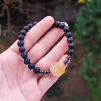 8 mm Natural Lava , Hematite & Citrine Stone Bracelet - Men Bracelet