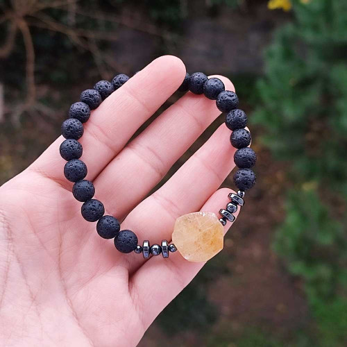 8 mm Natural Lava , Hematite & Citrine Stone Bracelet - Men Bracelet 8 mm Natural Lava , Hematite & Citrine Stone Bracelet - Men Bracelet