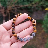8mm Natural Tiger Eye & Labradorite Stone Bracelet