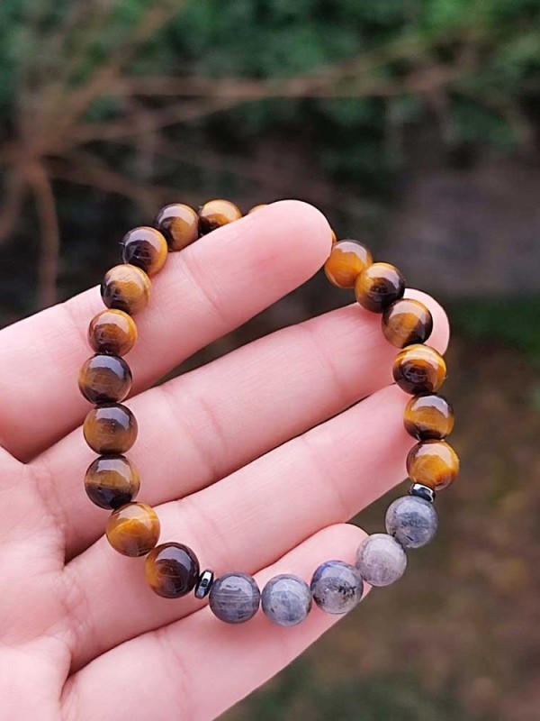 8mm Kaplan Gözü & Labradorit Taşi Bileklik