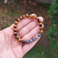 8mm Natural Tiger Eye & Labradorite Stone Bracelet