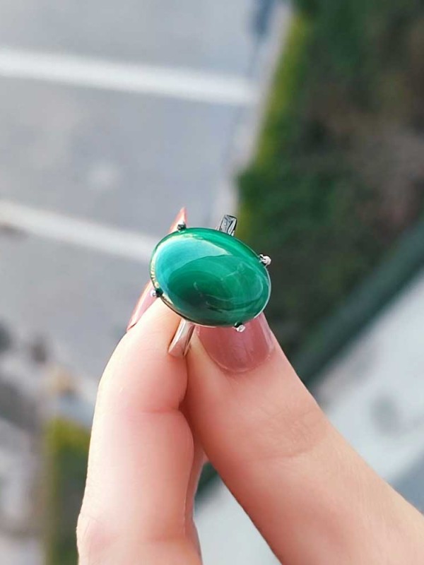 925 Ayar Gümüş Malakit Taşi Yüzük