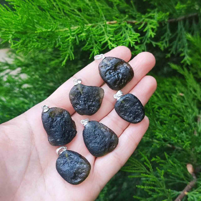 925 Sterling Silver Moldavite Stone Pendant