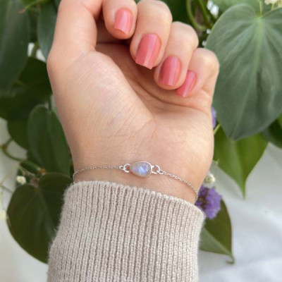 925 Sterling Silver Natural Moonstone Bracelet