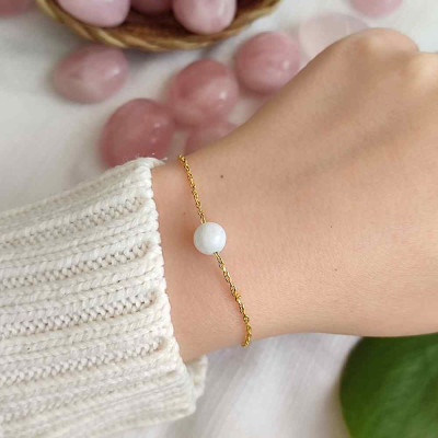 925 Silver Natural Moonstone Bracelet - Silver Bracelet