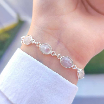925 Silver Natural Moonstone Bracelet - Silver Bracelet